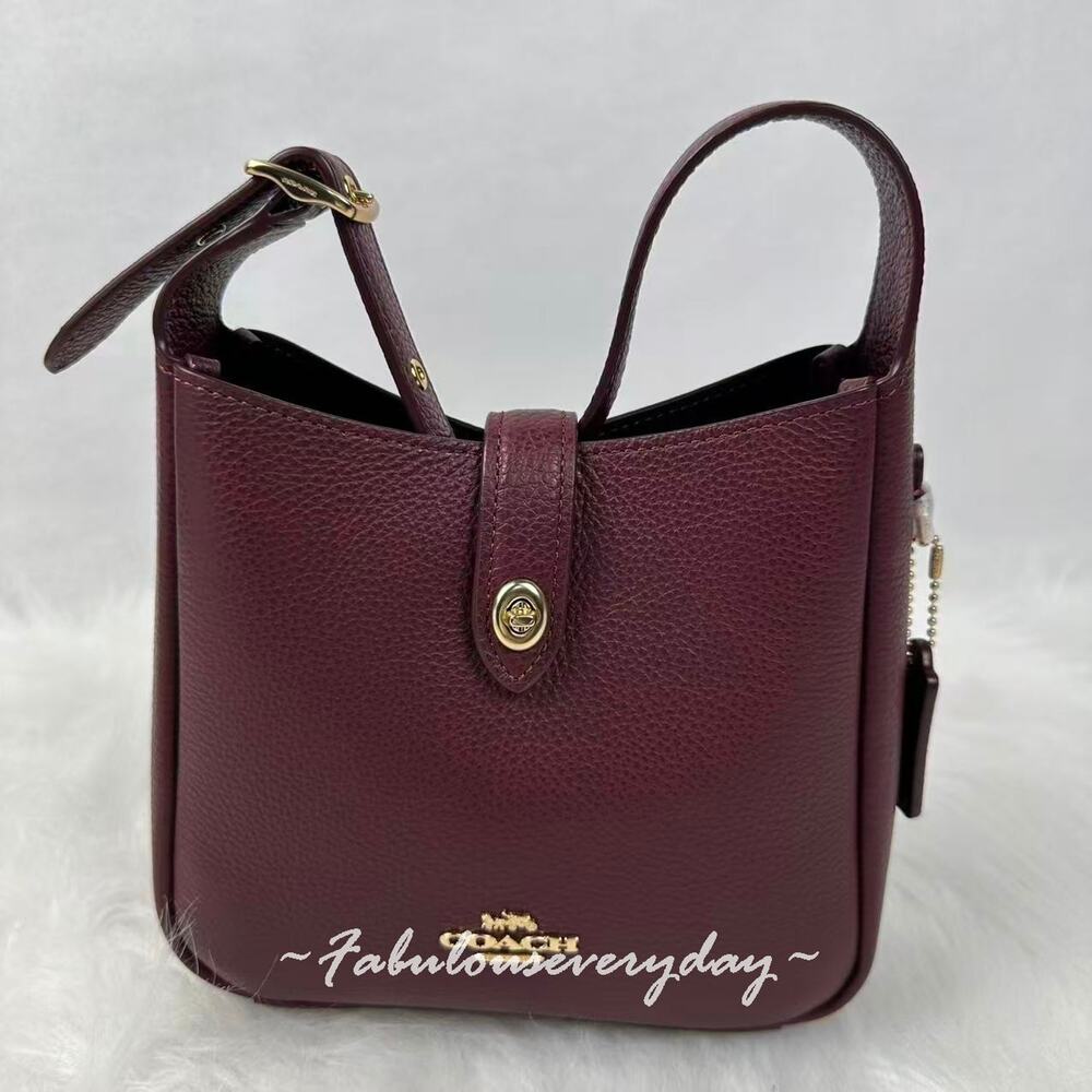 Coach Hadley Mini Crossbody Bag In Leather CAL60 Gold/Dark Wine Merlot NWT
